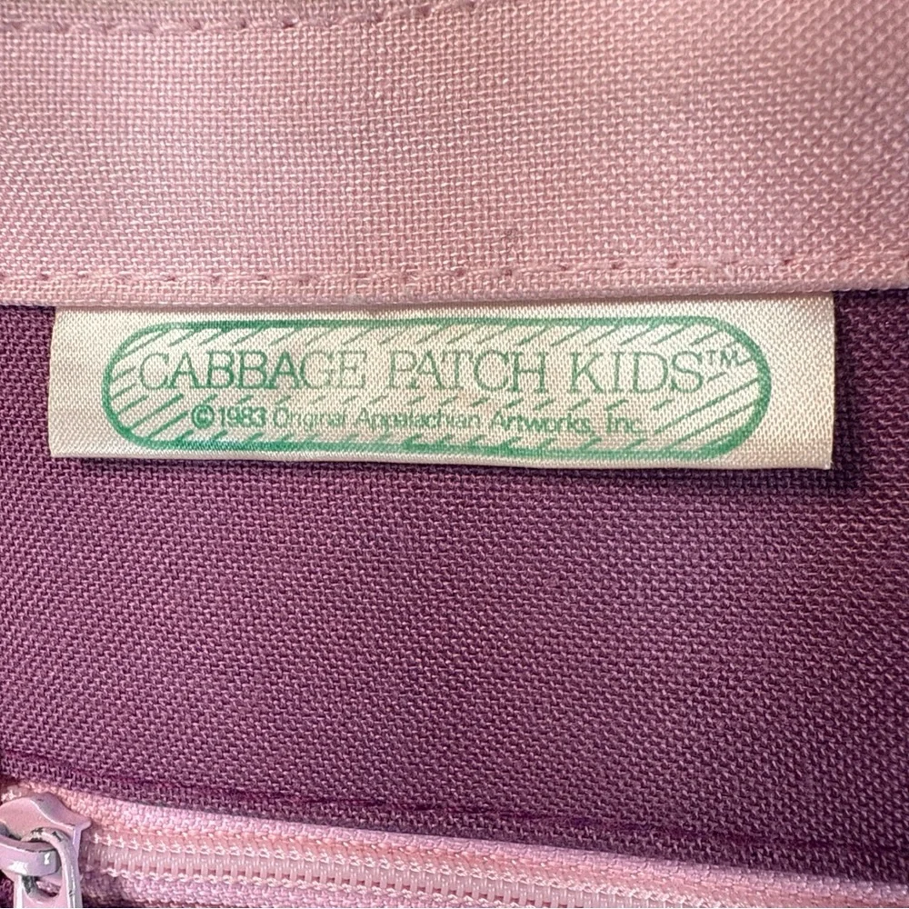 Vintage Cabbage Patch Kids Doll Face Canvas Tote Bag Purple & Pink Blonde 1983